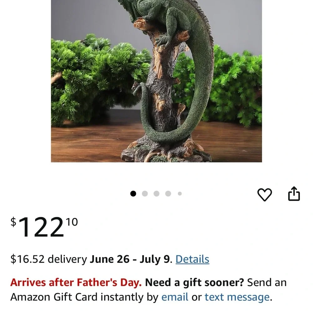 Realistic Green Iguana Reptile Habitat Decor